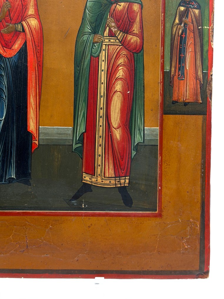 Εικόνα - Χριστός Παντοκράτορας με τις Αγίες Αικατερίνη, Παρασκευή, Βαρβάρα και Αγίους Προστάτες. - Ξύλο - Χωρίς αποζημίωση #3.2