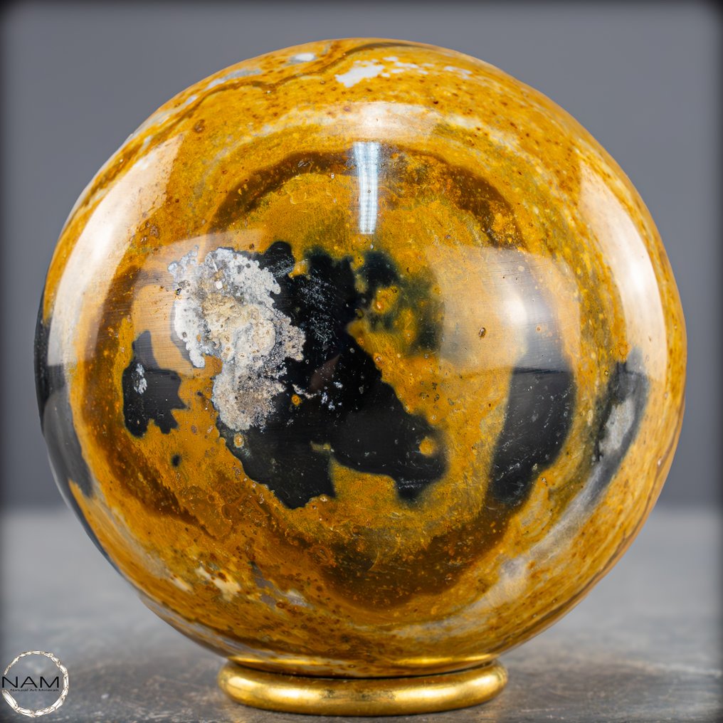 美丽的天然碧玉和玉髓 球体- 1128.34 g #1.0