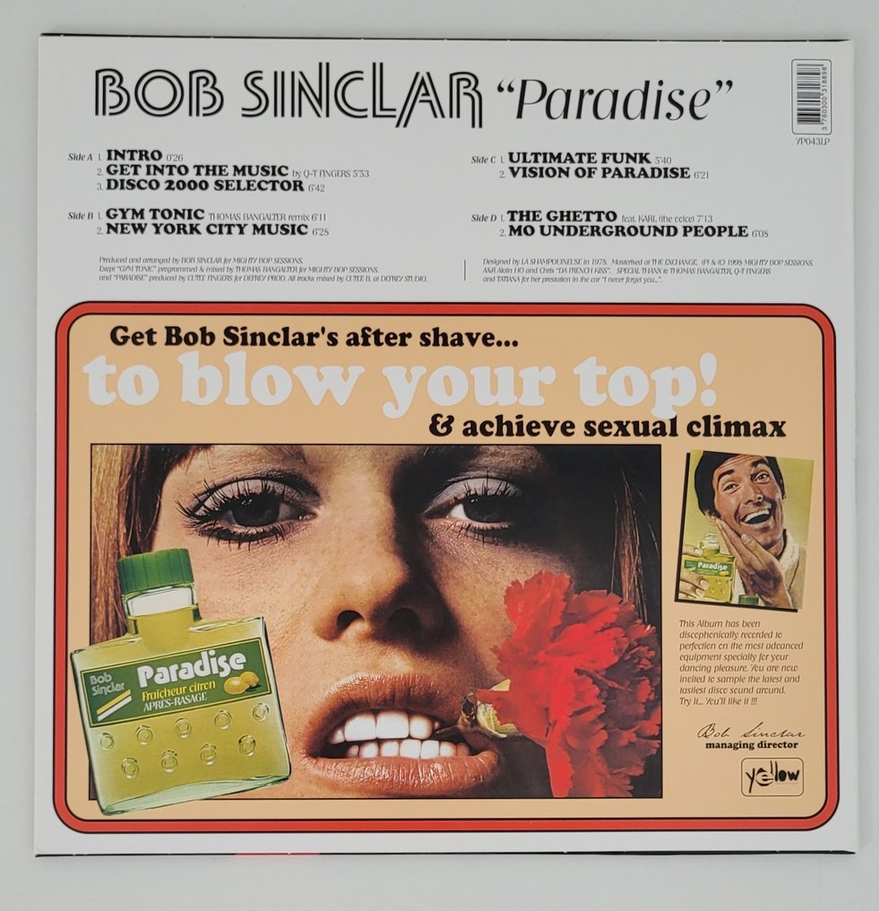 French DJ - Bob Sinclar - Autograph, Vinyl Record Paradise With Beckett COA #3.2