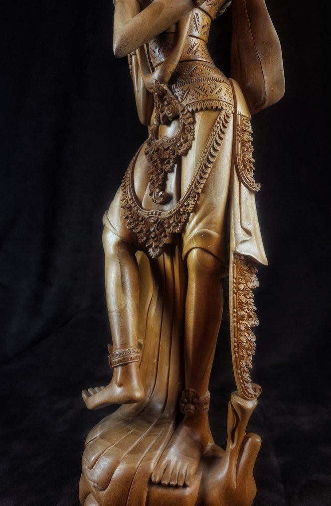 Grande, 67cm! Estátua de Kreshna assinada - Indonésia  (Sem preço de reserva) #3.2