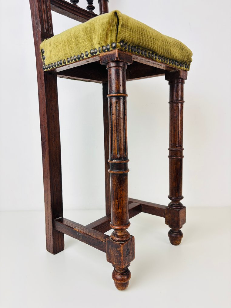 椅子 - Neo‑renaissance eiken hoge stoel / bartabouret ca. 1900 - 木 #3.2