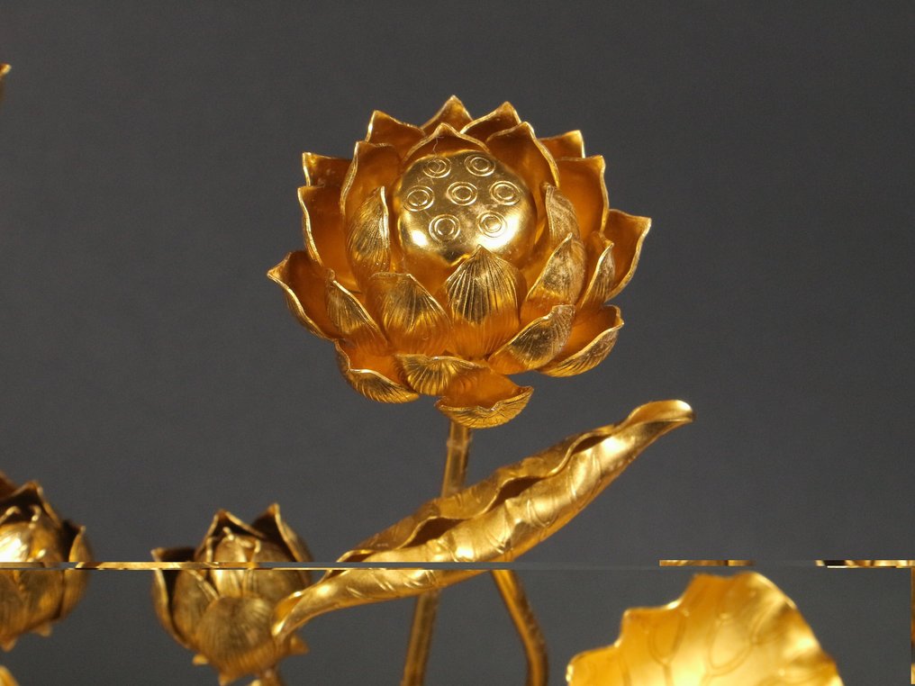 Διακοσμητικό στολίδι - Jyoka Purification Lotus Pair, Signed '吉泉' - Ιαπωνία - Χωρίς ελάχιστη τιμή #2.1