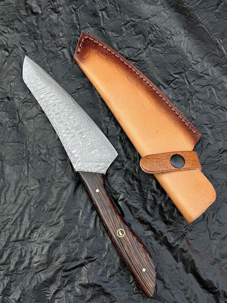 Μαχαίρι κουζίνας -  Μαχαίρι κουζίνας - Damascus 10/95 15N20 Σεφ μαχαίρι Χειροποίητα μαχαίρια Ξύλο Weeing, Σχέδιο σκάλα - ξύλο - Ασία #1.0