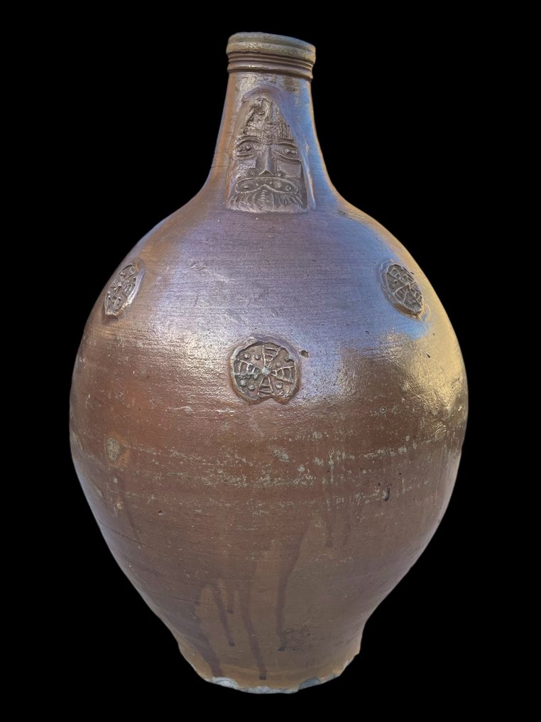 Postmedieval Gres Jarra de bellarmine de gres de Baardmankruik Frechen (Alemania) - 40.4 cm #1.0