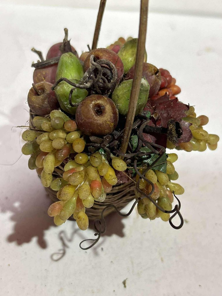 雕刻, Canestro di Frutta Presepe Napoletano inizio 900 - 13 cm - 蠟, 木 #3.2