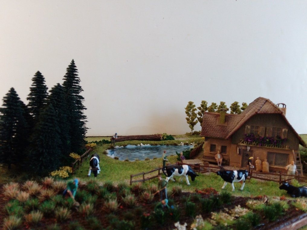 Faller, Heki, Noch, Preiser H0 - 模型火車風景 (48) - 水车，池塘，田埂地及众多细节，手工绘制，带有古色古香的镀层。 #1.0