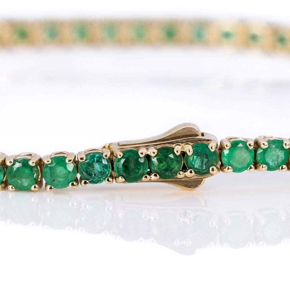 Sem preço de reserva - Bracelete - 14 K Ouro amarelo -  4.51ct. tw. Esmeralda - IGI #4.3