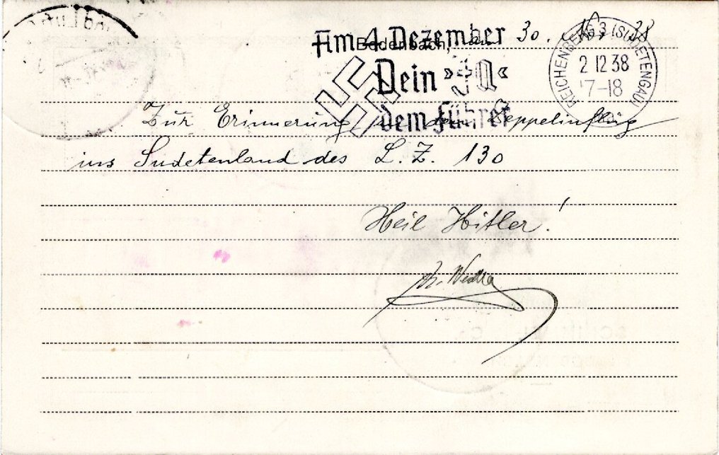 德意志帝国 1938 - 飞艇Graf Zeppelin II——前往被占领的苏台德地区进行宣传飞行，目的地为Reichenberg。 #1.0