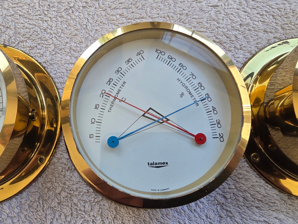 Talamex Scheepsklok, Thermometer, Barometer, Hygrometer (3) - Messing, Glas #2.1