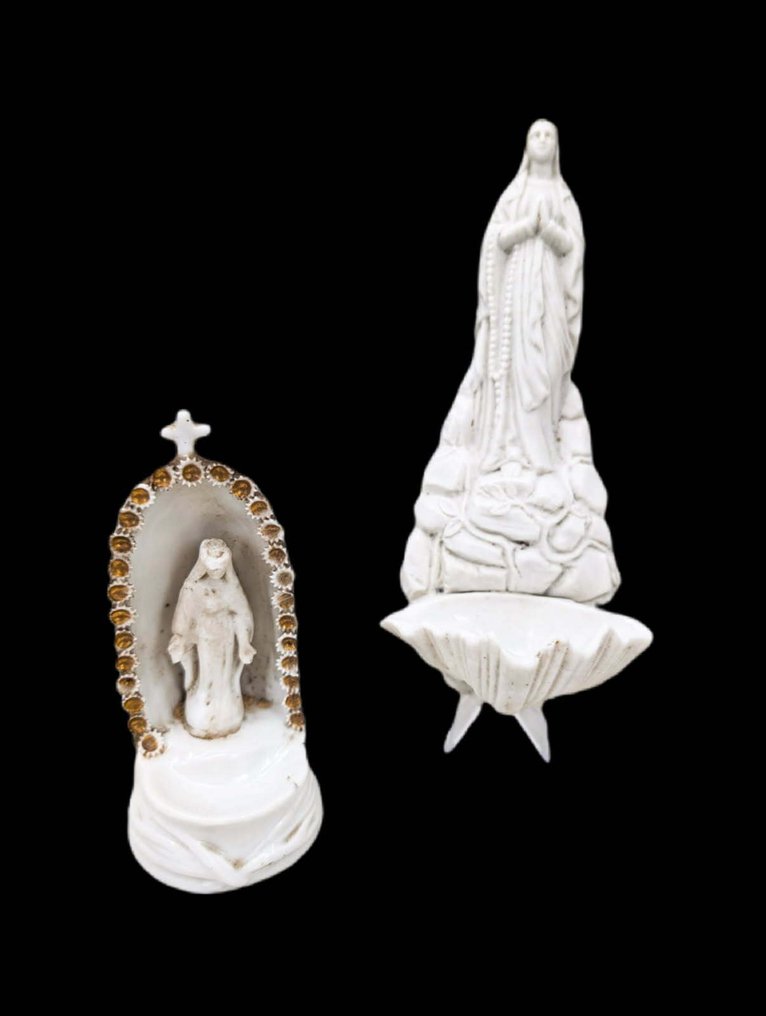 Antikvitet Hellig vannfontene (2) - Fives Lille - 2 Bénitiers antiques en Porcelaine et biscuit de Porcelaine - 1850-1900  #1.0