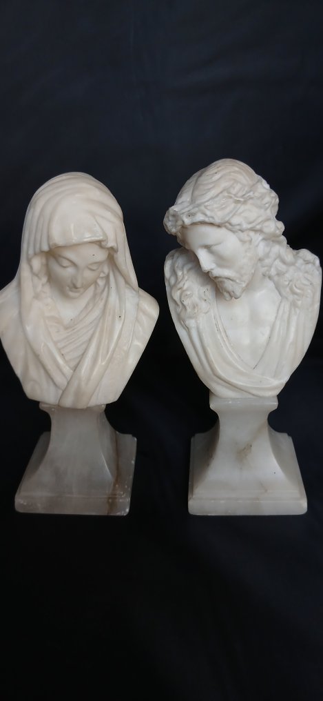 两尊胸像——耶稣与玛利亚 (2) - 雪花石膏 - 1950-1960 #1.0