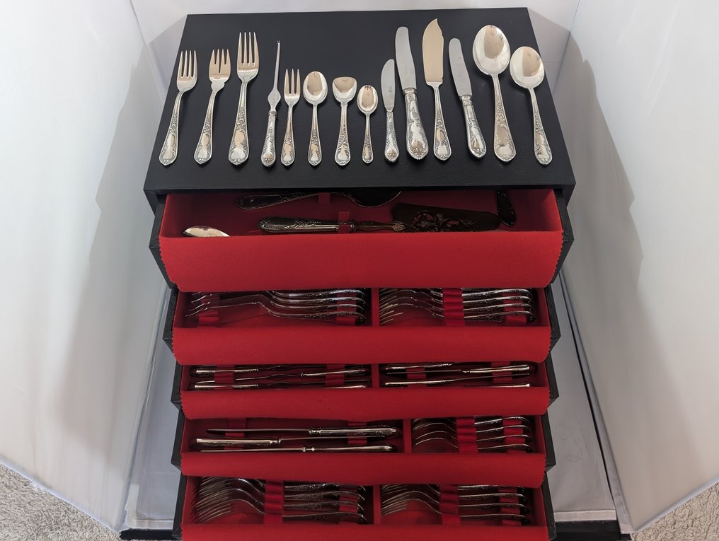 Solingen SILBER 100 - Cubertería para 12 (182) - Plateado - Louis XV / Rococó #1.0