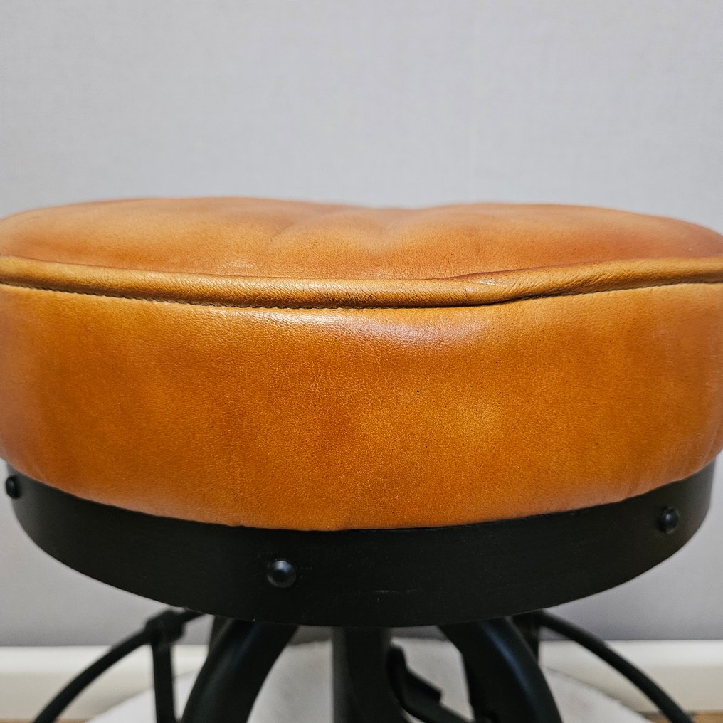 Taburet - reglabil pe înălțime - Piele, Fier #1.0