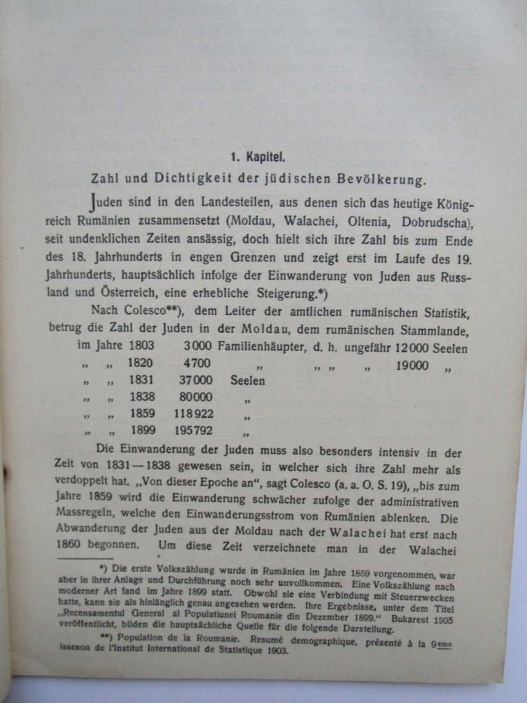 Bureau für Statistik der Juden; Dr. Arthur Ruppin - Die Juden in Rumänien - 1908 #3.2