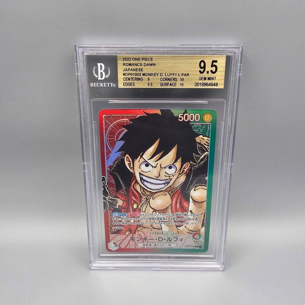 One Piece Graded card - Monkey.D.Luffy (Alternate Art) OP01-003 Leader - Beckett 9.5 #4.3