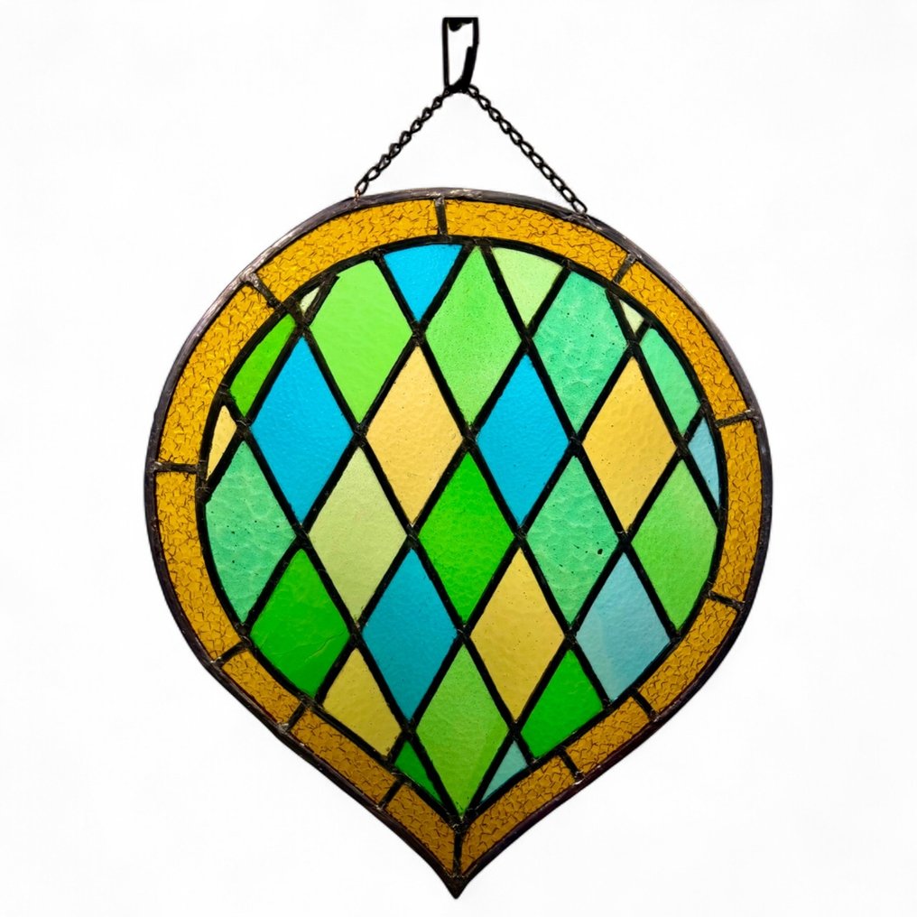 Art Déco Vetrata colorata - Large 55x48cm - 1910-1920  #1.0