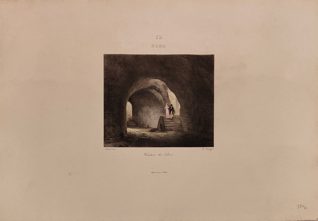 Italia - ROMA; F. Villain / J.B. Isabey - Arcade du Colisée 1er etage / Vomitoir du Colisée - 1821-1850 #3.2