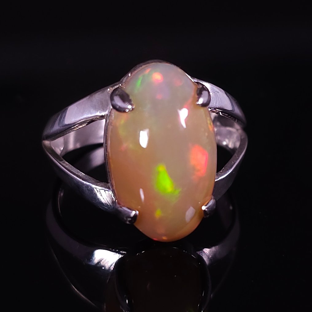 Opaal - Zilver - Ring - 5 ct, topkwaliteit Oranje #1.0