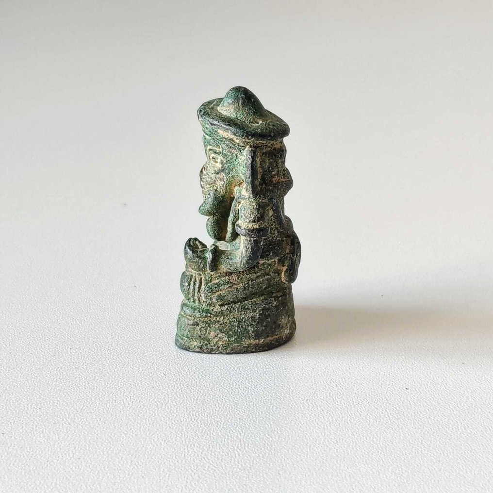古代印度支那 黄铜色 坐着的象神雕像旅行护符 - 40 mm  (没有保留价) #1.0
