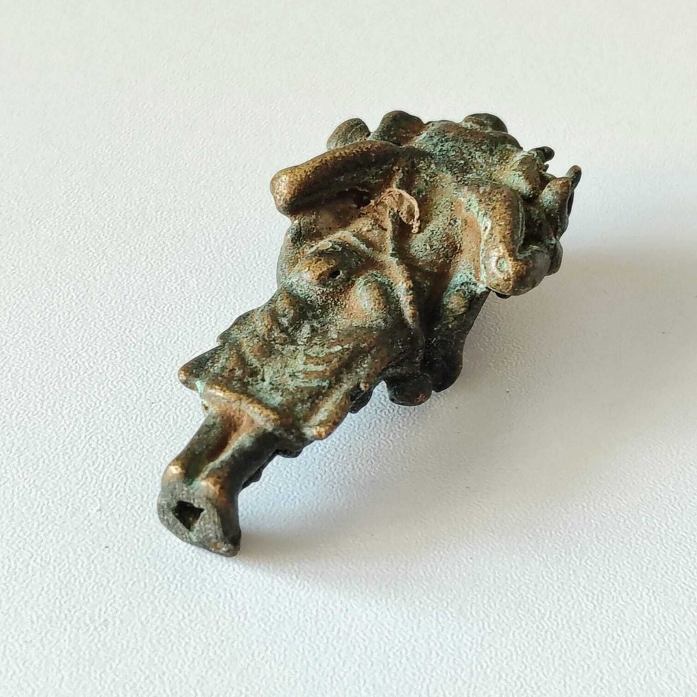 古代印度支那 黄铜色 站立的象神雕像 旅行护身符 - 49 mm  (没有保留价) #3.2