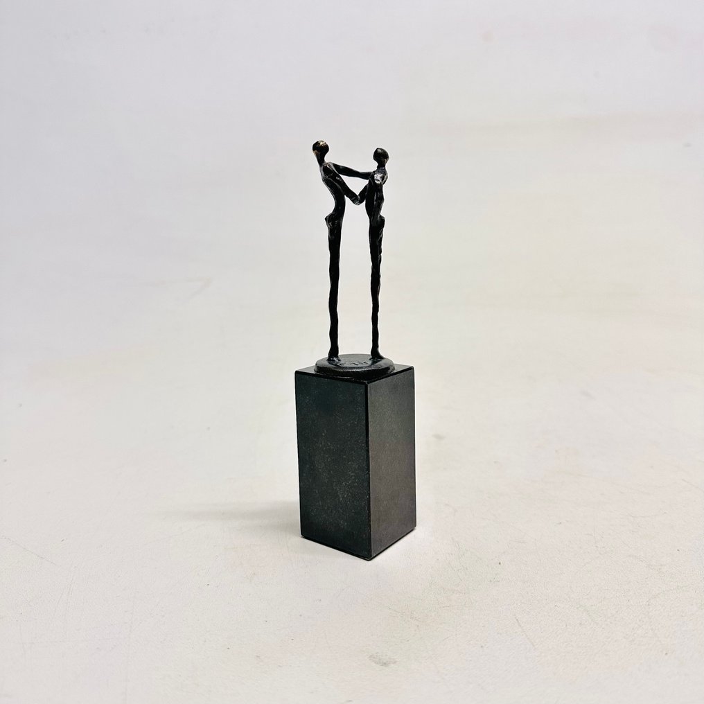 Artihove - Corry Ammerlaan - Statue, Two Abstract Standing Figures - 16 cm - Bronze, Marble, Stone #1.0