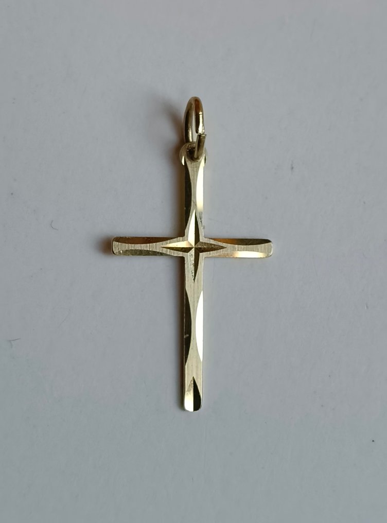 没有保留价 - 十字架吊坠 - 14K包金 黄金 #1.0