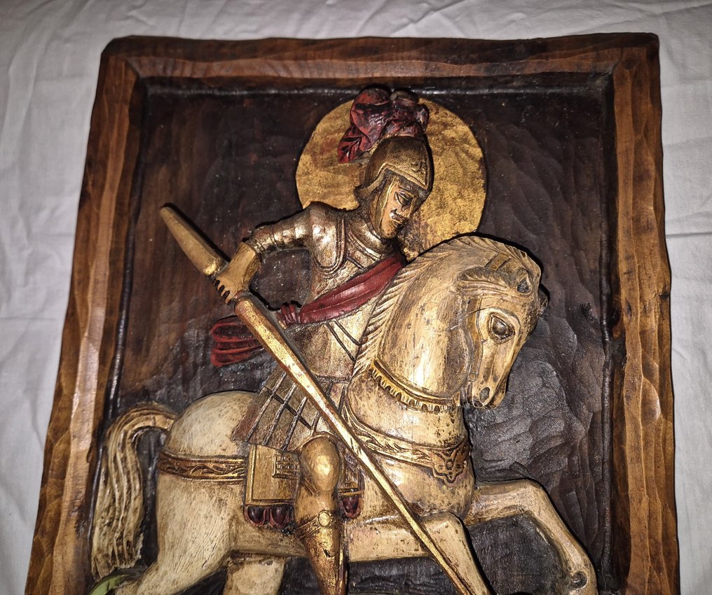 Ouro - 雕塑, Sint Joris en de draak - 39.5 cm - 木 #3.2