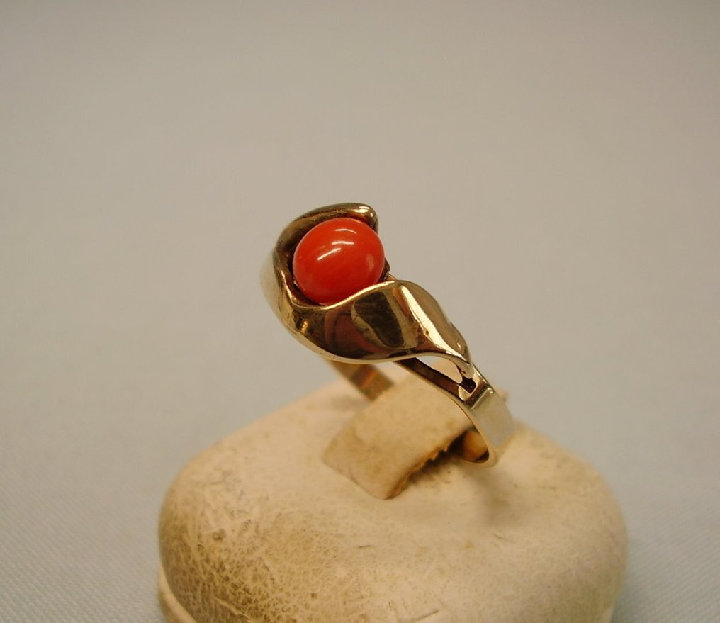 沒有保留價 - 戒指 - 8 克拉 黃金 -  0.50ct. tw. 珊瑚 - 大约1900年的金匠工艺 #3.2