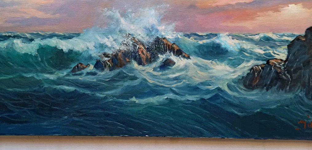 Mario Illusi Millus (1925-1992) - Mareggiata al tramonto #2.1