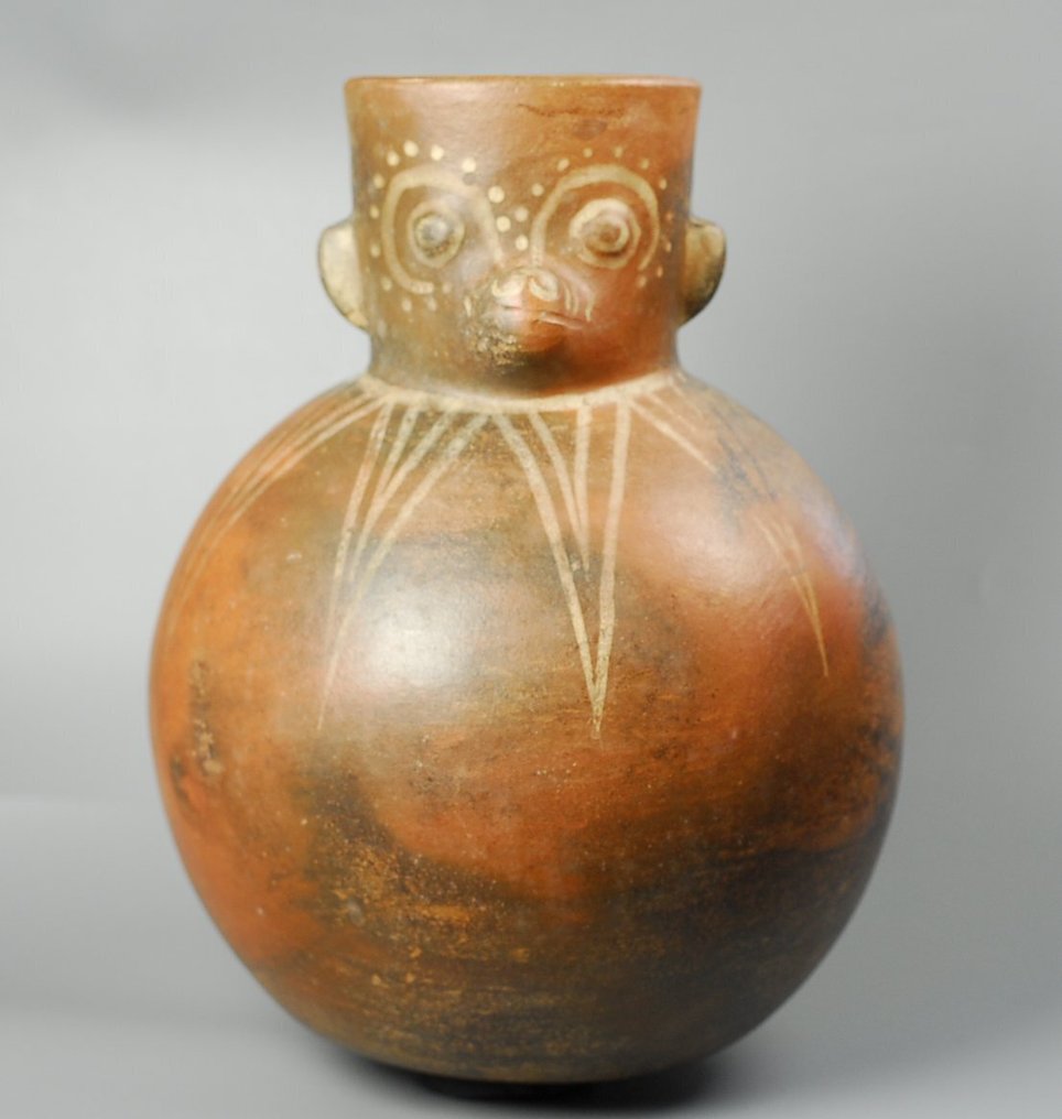 Moche Keramikk Pre-columbian Moche Fox‑Head Vessel – ca. 300–700 e.Kr. - 27 cm #1.0