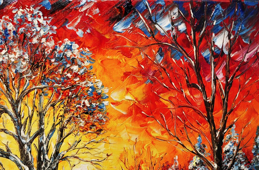 Olga Nowak (1956-) - Winter at sunset #4.3