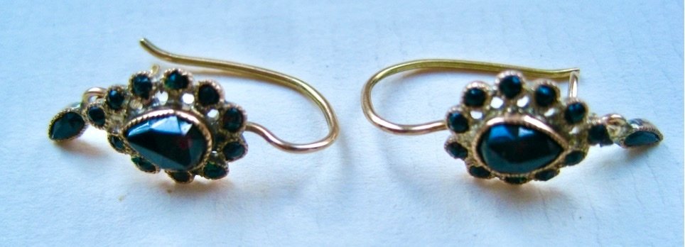 沒有保留價 - 耳環 - 14 克拉 玫瑰金 - 石榴石 #2.1