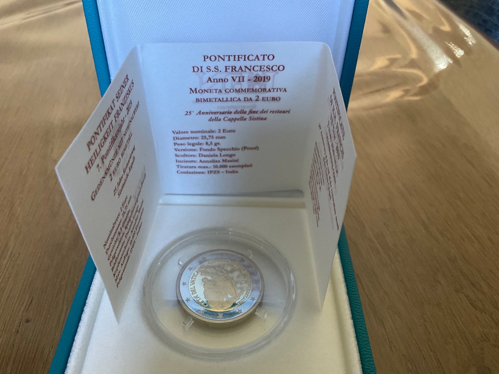 Βατικάνο. 2 Euro 2019 "Cappella Sistina" Proof (χωρίς τιμή ασφαλείας) #1.0