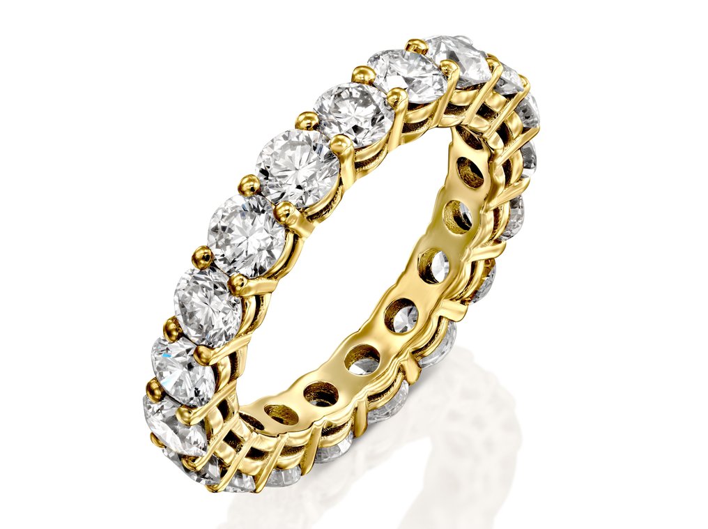 Bez ceny minimalnej
 - Pierścień wieczności - 14-karatowe Żółte złoto -  3.39ct. tw. Diament (Wyhodowany w laboratorium) - D-E VVS IGI #1.0