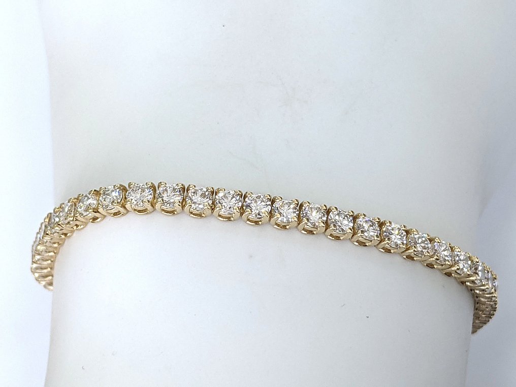 沒有保留價 - 網球手鍊 - 14 克拉 黃金 -  6.00ct. tw. 鉆石 (實驗室培育) - E-F VVS IGI 认证 #4.3