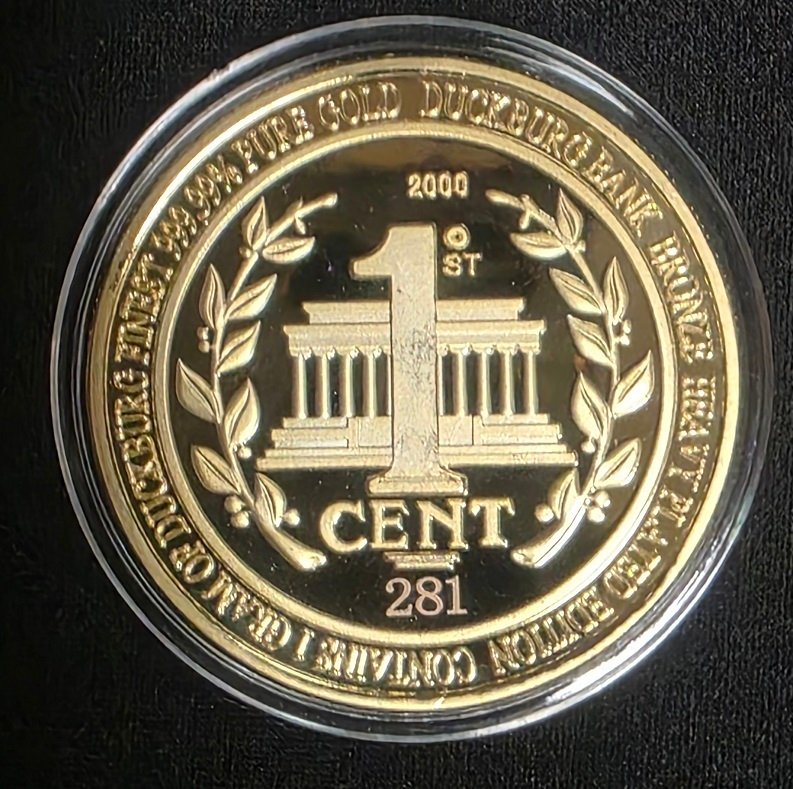 Uncle Scrooge - 1 Uncle Scrooge Premier cent DuckTales Pièce limitée plaquée or n° 281 - Disney - 2000 #4.3