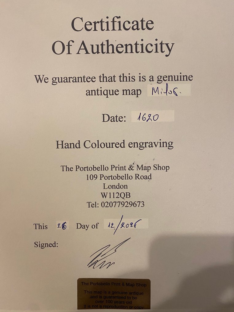 Grecia - Milos; Hand Colored engraving - Cyclades / Milos - 1620 #3.2