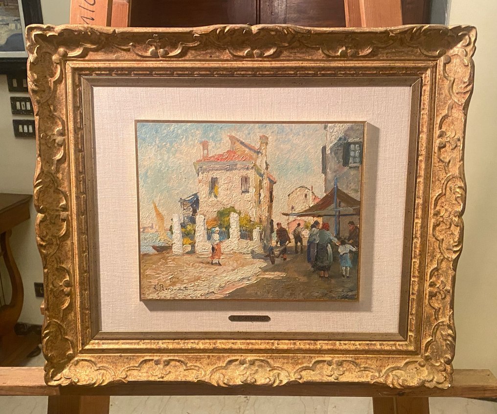 Eugenio Bonivento (1880-1956) - Mercatino a Chioggia #1.0