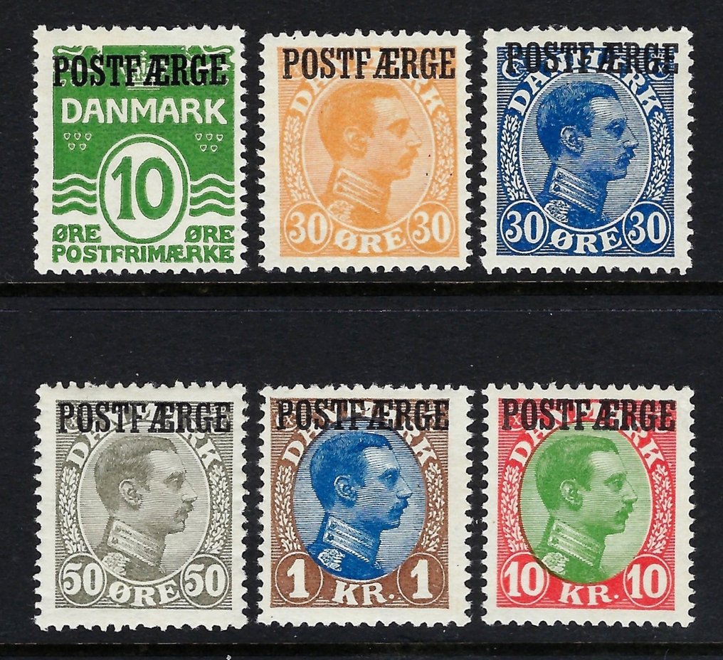 Denmark 1922/1926 - Christian X set POSTFAERGE - Certificate Diena - Nº 1/4 #1.0