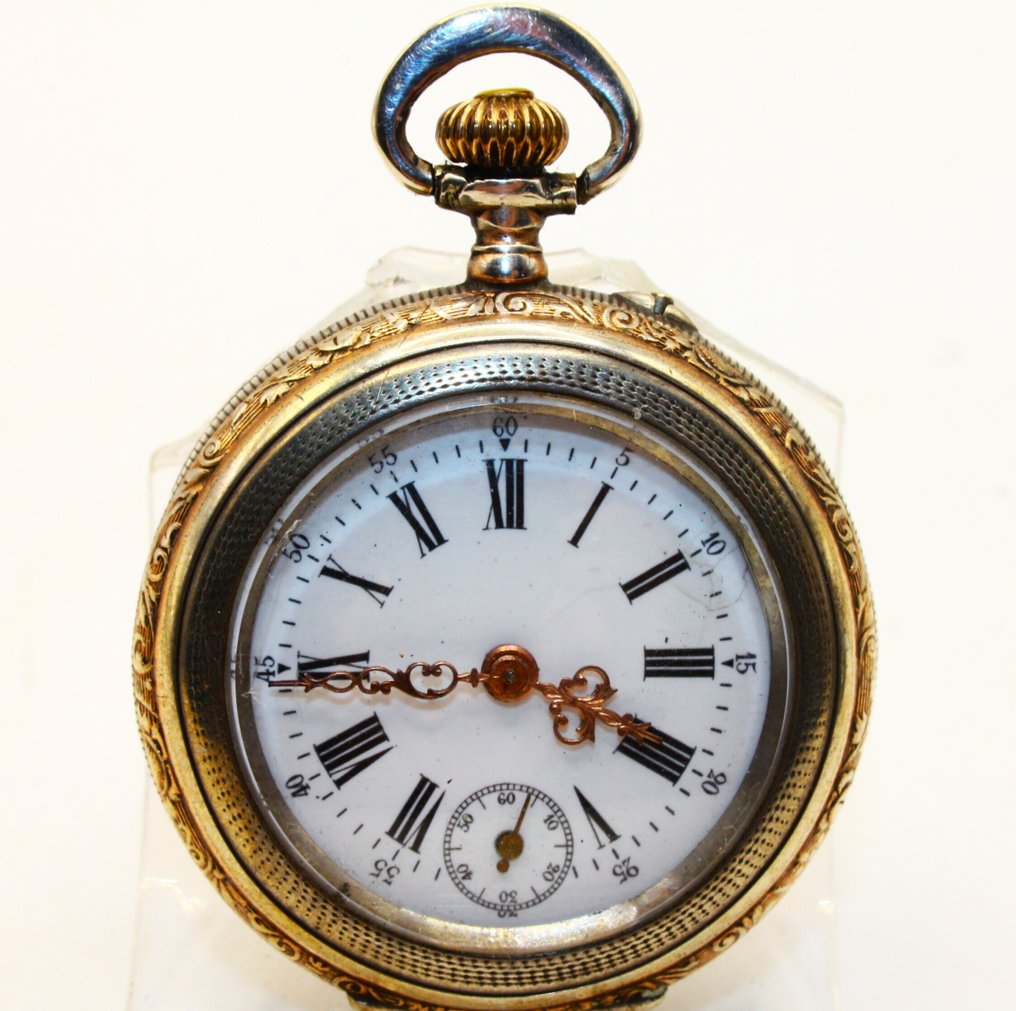 Orologio da tasca fine 800 argento oro sui fianchi - 1850-1900 #1.0