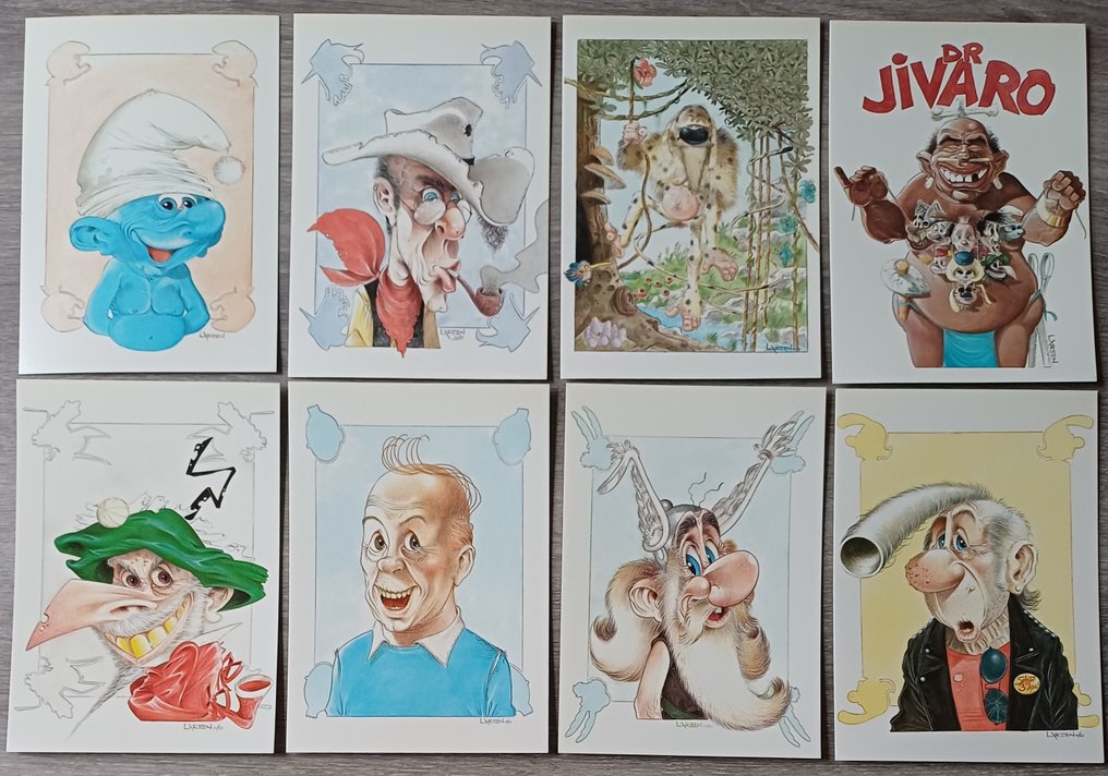 Asterix, Gaston, Lucky Luke, Tintin 83/1000 - 8 καρτ ποστάλ - Περιορισμένη έκδοση - 1990 #1.0