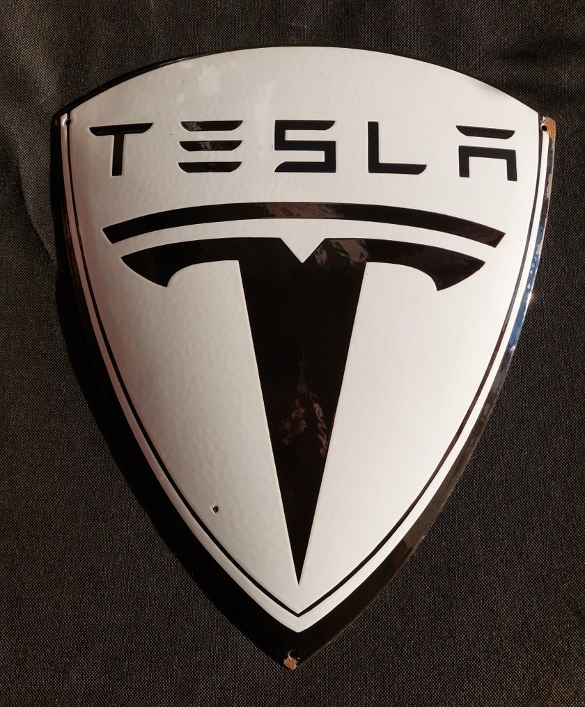 Tesla - Logo Tesla - Tablica emaliowana - Żelazo, Emalia #1.0