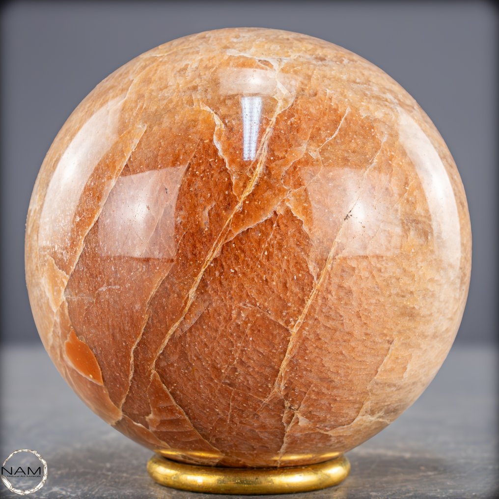 独特的桃子月光石球 温柔的光辉与女性的优雅- 1020.42 g #1.0