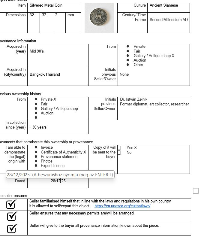 古暹罗 镀银金属 银色金属硬币 - 32 mm  (没有保留价) #4.3