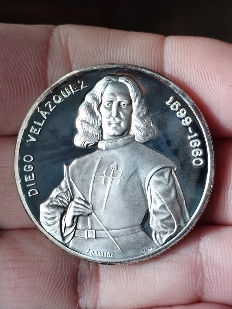 Espanha. Silver medal Diego Velazquez, 1 Oz .999  (Sem preço de reserva) #1.0