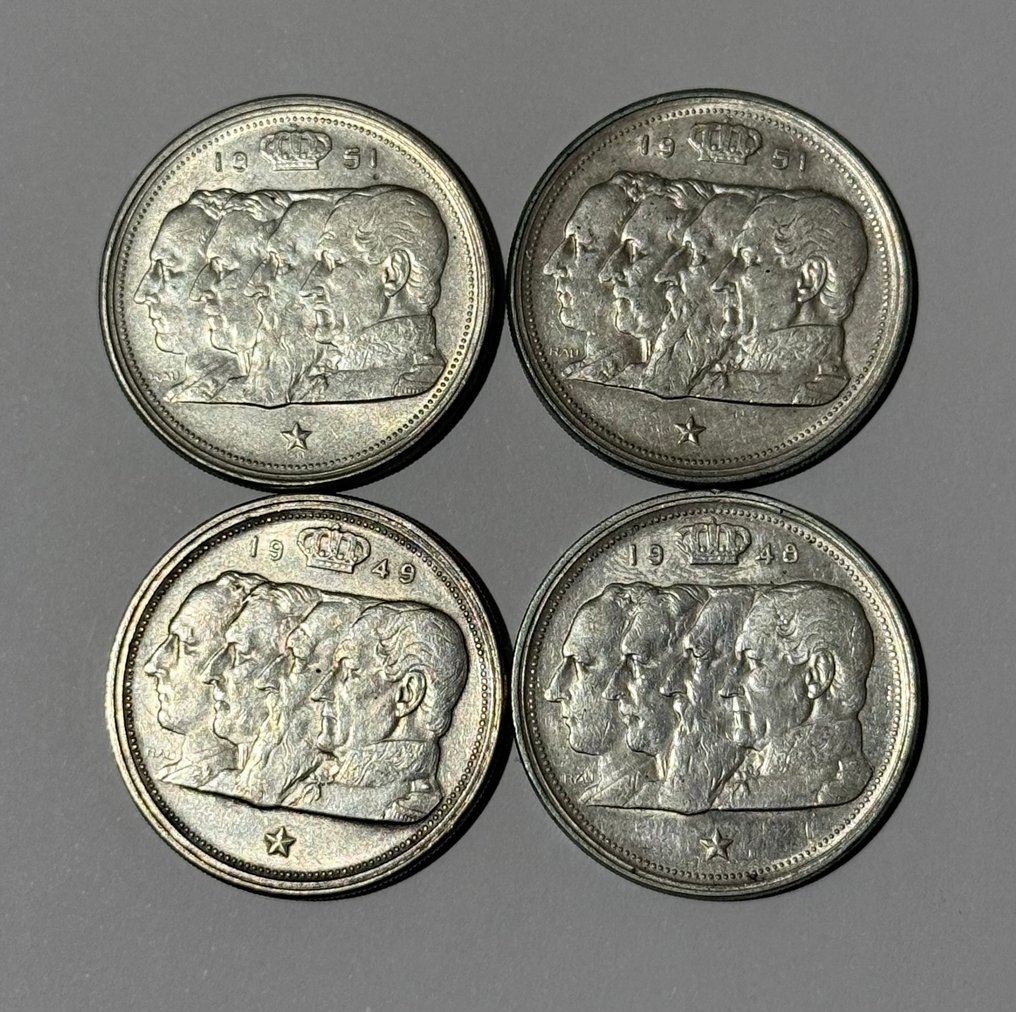 比利时. 100 Francs 1948/1951, Lot de 4 pièces "Les 4 Rois" (没有保留价) #1.0