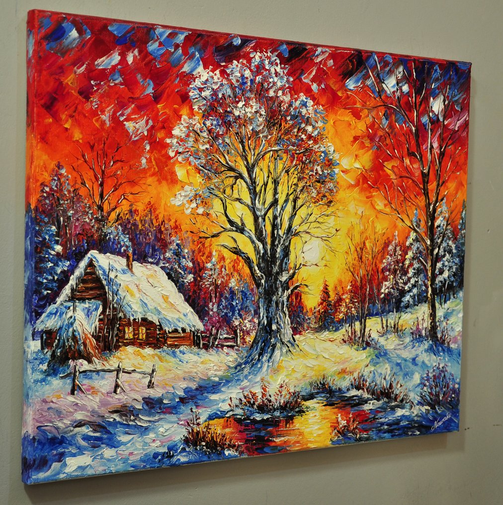 Olga Nowak (1956-) - Winter at sunset #1.0