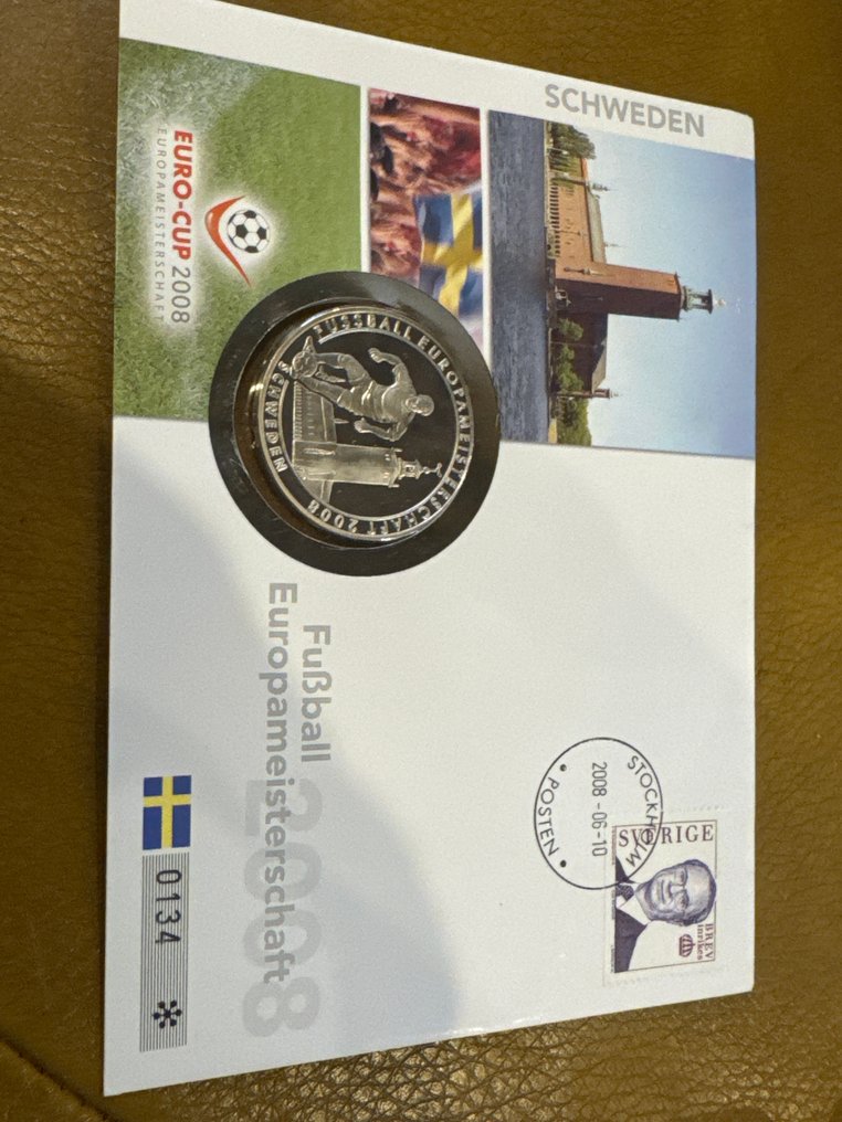 Svizzera, Austria. Silver medal Fussball EM 2008 Schweden Silbermedaille ca.20g  (Senza prezzo di riserva) #3.2