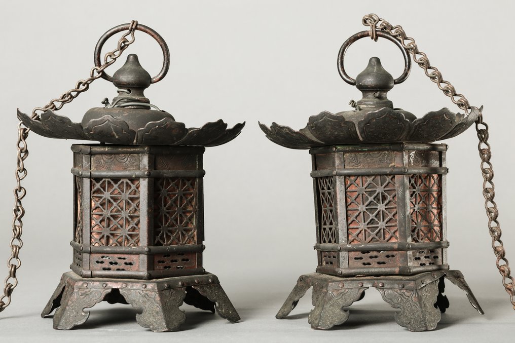 燈籠 - 古董悬挂灯（一对），六角形 #3.2