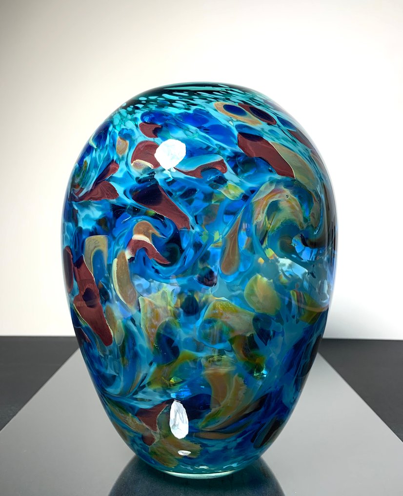 Maxence Parot - Vase - Vase med unik farve og opalines, 24 cm - Glas #1.0